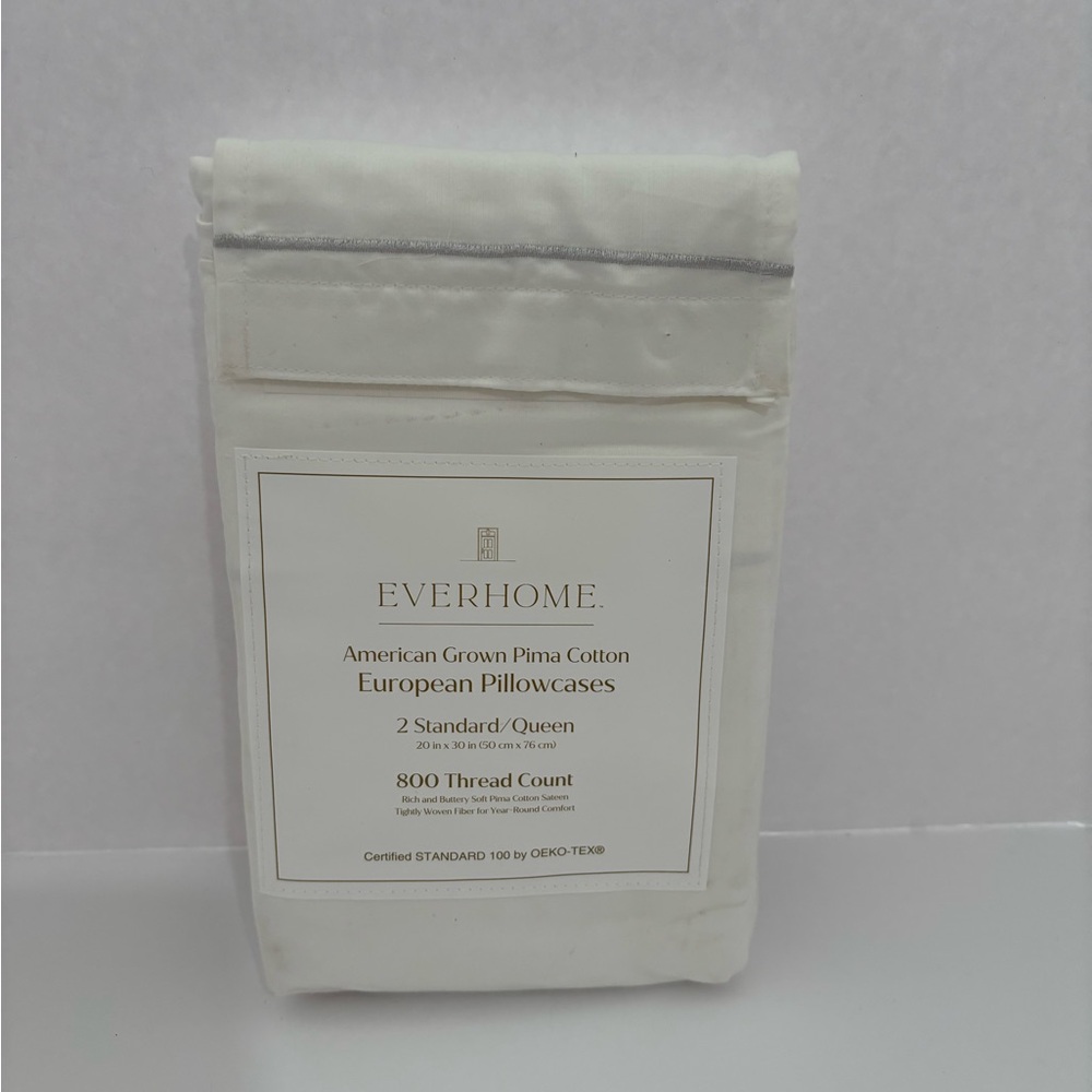 Everhome American Grown Pima Cotton European Pillowcase 2 Standard/ Queen
